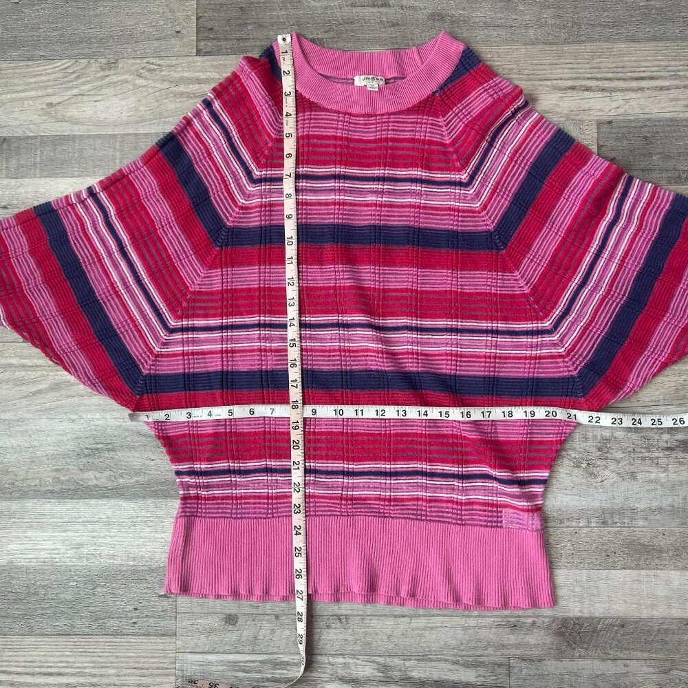 Umgee Pink Stripe Dolman Sleeve Lightweight Semi Sheer Sweater Size Medium K4 - Picture 5 of 6